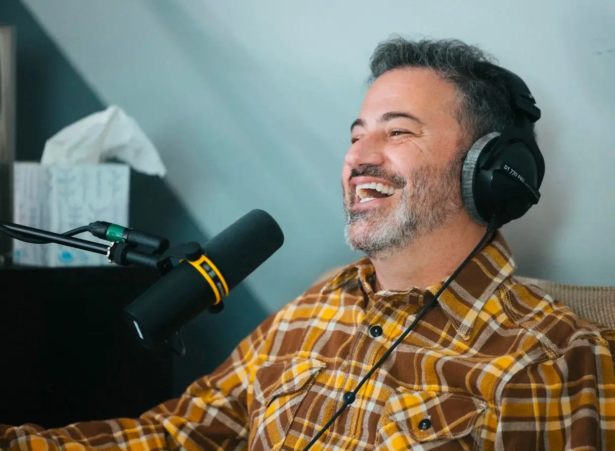Jimmy Kimmel on radio microphone