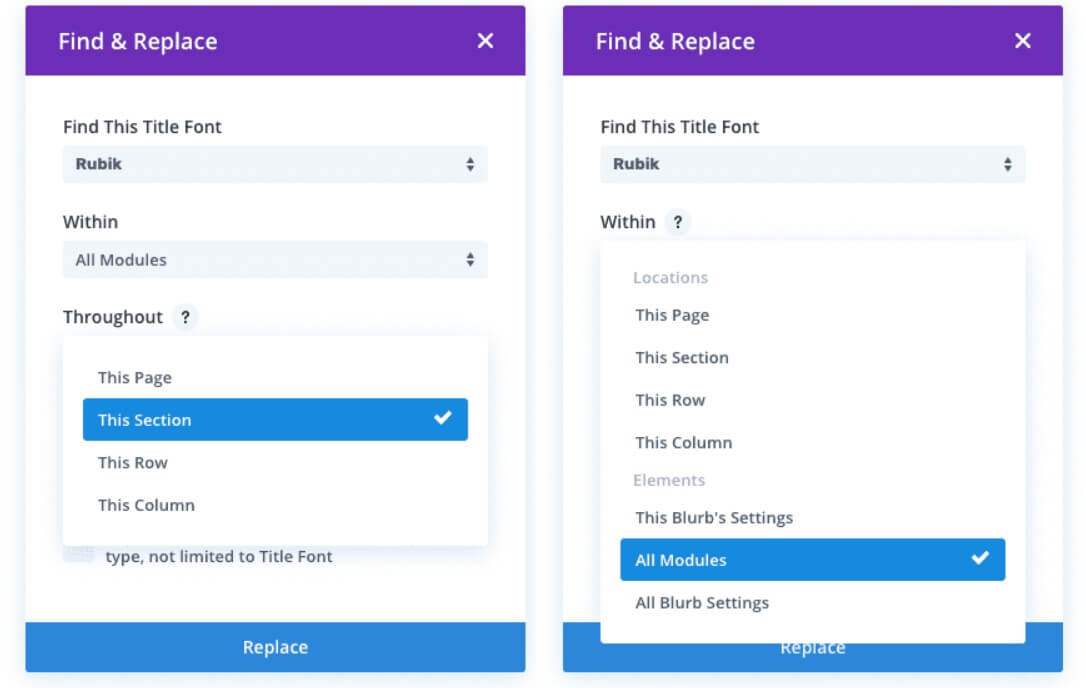 Divi’s Find &Amp; Replace Function