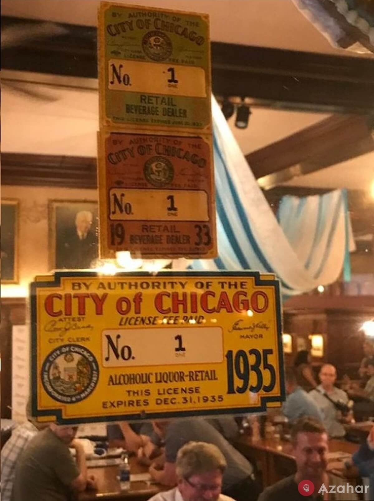 A bar in Chicago that was the very first to receive a license to sell alcohol after the repeal of Prohibition