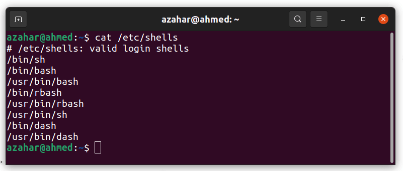 bash shell is currently being used