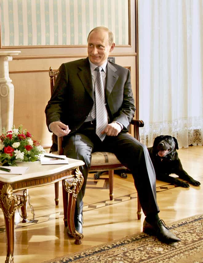 Vladimir Putin, Orlando Bloom And Yuri Galtsev's Labrador